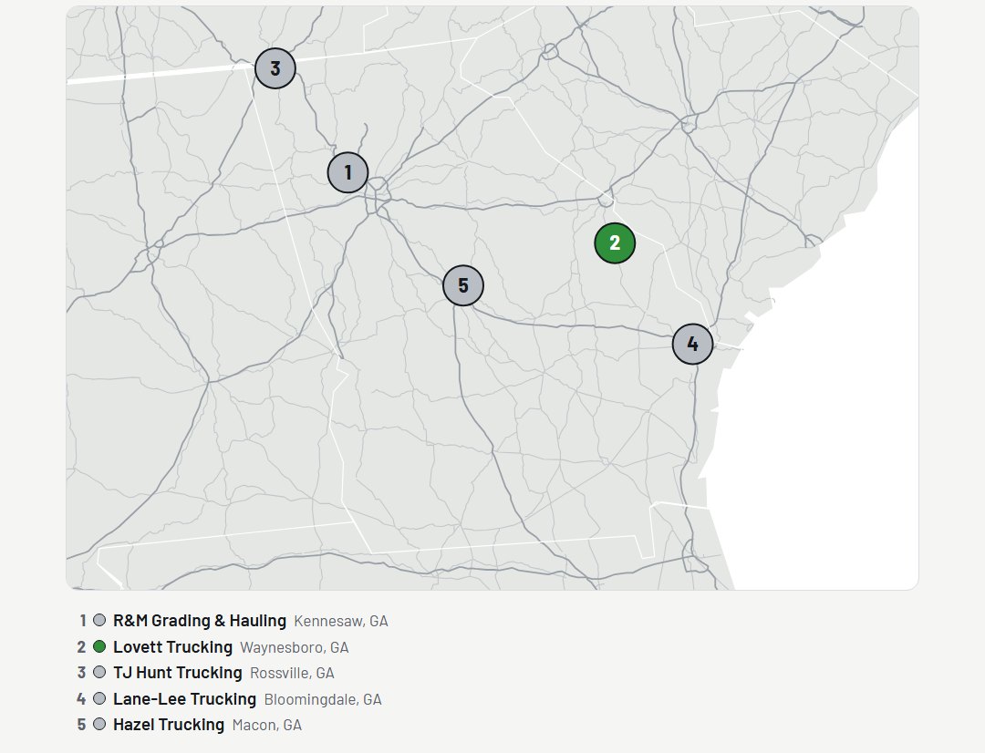 Map: The 5 largest dump truck haulers in Georgia