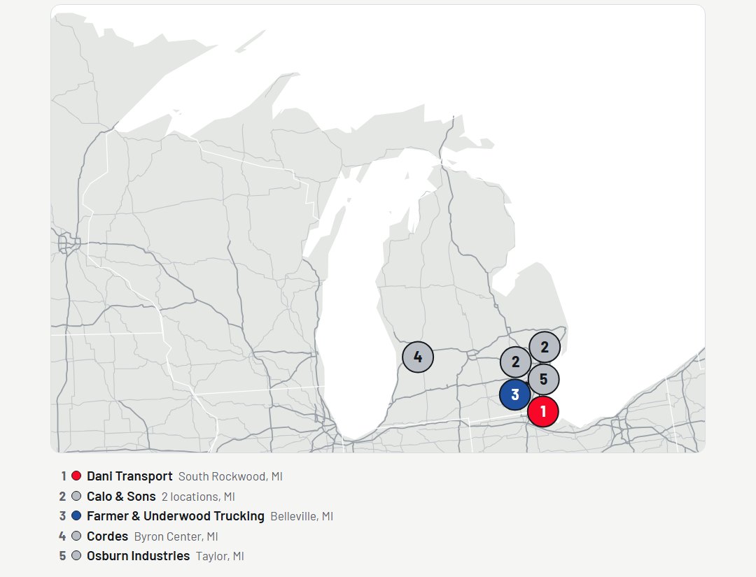 Map: The 5 largest dump truck haulers in Michigan